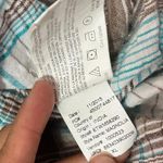 Erika Short Sleeve Plaid Button Down Shirt Top Blouse XL‎ Blue Brown White Photo 4