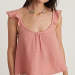 Marine layer  Jude 100% Cotton Gauze Pink Flutter Sleeve Cotton Tank Large Photo 0