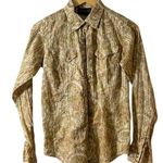 Ariat  Tan Paisley Stripe Pearl Snap Long Sleeve Western Cowgirl Shirt SMALL Photo 0