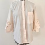 COS  Women’s Cream Button Up Cotton 3/4 Sleeve Ruffle Top Shirt Blouse Size 4 NWT Photo 0
