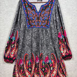 White Mark 2X Tunic Dress Paisley Embroidered Long Sleeve‎ Boho Chic Fall Cozy Black Size XXL Photo 0