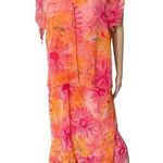 Sag Harbor Plus Size Orange Boho Tropical Summer Floral Two Piece Top Dress Set Photo 0