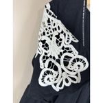 ZARA Black Peplum Top Size Small White Embroidered Lace Short Sleeve Blouse Photo 5