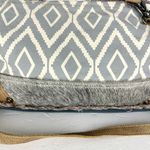 Myra Bag Leather Canvas Fur Shoulder Crossbody Bag Western Boho Aztec Large Gray Photo 6
