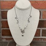 Layered Star Necklace Set with White Faux Pearls Silver Photo 1
