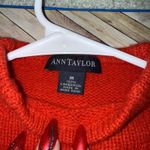 Ann Taylor  Lambswool Sweater Red/Orange Floral Mock Neck Knit Top Women M Cozy Photo 1