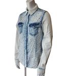 Dishe White & Blue Bedazzled Button Down Shirt (M) Size M Photo 2