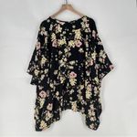 Torrid  Black Floral Lightweight V-Neck Full‎ Zip Front Tunic Cape Top Size 3X Photo 8