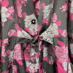 Jerry T Art To Wear Floral Jacket Tie Front Flare Sz Large Pink Photo 9