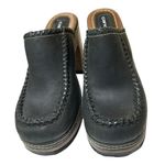 Candie's ⭐️ Vintage Candie’s Black Leather Clogs Made in Brazil - Y2K Chunky Wooden Heels Photo 1