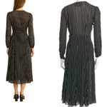Reformation  BLACK/WHITE STRIPE MIDI LONG SLEEVE WRAP V‎ NECK DRESS MEDIUM EUC Photo 4