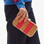Kate Spade Authentic Leather/Straw clutch/Crosby Photo 7