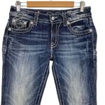 Miss Me Cow hide Crystal Studded Blue Denim JW5915S Boot Cut Stretch Jeans 29 Photo 2