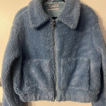 Urban Outfitters  UO Teddy Bomber Blue Sherpa Full Zip‎ Crop Jacket S Photo 0