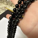 Women’s Long Vintage Glass Bead Beaded Black Costume Necklace Approx 37 Inch Photo 2