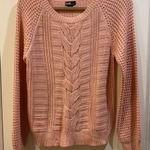 LOVE BY CHELSEY PINK CABLE KNIT SWEATER LIGHT WEIGHT LONG SLEEVE COTTON ACRYLIC Size L Photo 0