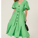 Nicholas Troy Linen Midi Shirt Dress Green Womens Size 0 Photo 2