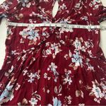 Lulus  Lovely Blooms Burgundy Floral Print Long Sleeve Babydoll Dress size xs Photo 13