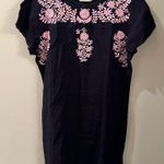 NWT Madison Mathews Navy Blue & Pink Embroidered Tunic Swim Cover / Dress | L Size L Photo 0