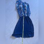 Parker dark blue background with floral print cold-shoulder ruffled sleeves M Photo 5