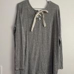 Garage Light Gray Heather Long Sleeve Lightweight Sweatshirt Sz Medium Tie Back Photo 5