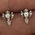 Small Cross Stud Earrings for Men Women Streetwear Hip Hop Punk Unisex Earrings Silver Photo 0