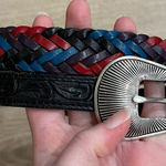 Nocona Belt Co. Women’s Braided Multicolor Leather Belt Size 28 Red Photo 0