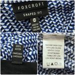 Foxcroft  Shaped Fit Blue Geometric Print Rayon Button Down Shirt Size 14 Photo 8