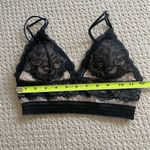 Dynamite  Black Lace Sheer Illusion Triangle Long Line Bralette XS Photo 3
