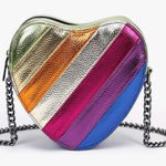 Urban Expression Urban Expressions Rainbow Patchwork Heart Shaped Shoulder Crossbody Bag Photo 0