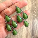 Charming Charlie  green and gold tone drop earrings Photo 1