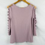 Aeropostale  Mauve Ribbed Lattice Sleeve Top Women's Size Large Long Sleeve Knit Photo 3