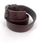 Vintage Women's Real Leather Stitch Point Adjustable Buckle Belt Brown One Size Photo 1