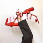 Rebecca Minkoff Suede Strappy Block Heel Sandals - Red and Pink size 8 Photo 5