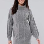 Hollister  Eclectic Cable Knit Turtleneck Sweater Dress Grey Women Large Photo 1
