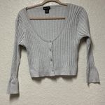 Wet Seal *flawed* Silver Ribbed Cardigan l Sweater Juniors Size Large Photo 9