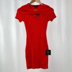 Lulus NWT  Beyond‎ Basics Ribbed Cutout Bodycon Mini Dress in Bright Red Size S Photo 3