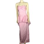 After Six NWT Vintage Pink Satin Peplum Gown Bridesmaid Dress USA medium Photo 2