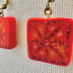 Orange square clay drop earrings Photo 1