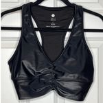 Noli  Medium Liquid Black Limitless Sports Bra Top V Neck Gathered Front Photo 1