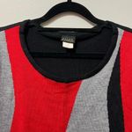 Salon Studio Sweater Color Block Black Red Gray Three Quarter Sleeve Scoop Neck Size L Photo 7