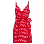 Farm Rio NWT  Linen blend Copabanana Wrap Mini Dress Red Pink Size M Photo 4