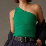 Pilcro Zelda Tank Top Size 3X Anthro Rib Kelly Green Plus Curvy NWT One Shoulder Photo 0
