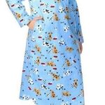 La Cera Blue Dog Cat Flannel Henley Night Shirt Womens Medium Photo 0