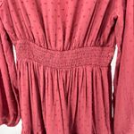 Lulus  rayon Swiss dot deep v-neck tiered mini dress dusty rose lace M skater Photo 3