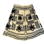 Carole Little Ladies Linen Embroidered Skirt Beige / Black Size 10 Tan Photo 0