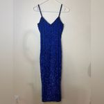 Lawrence Kazar | vintage royal blue sequins beads silt column maxi dress PP / XS Photo 1