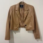 7 For All Mankind Faux Leather Cropped Tan Blazer Jacket Womens Size Small NWOT Photo 4
