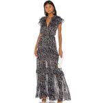 Sabina‎ Musayev Dress Gwen Maxi Flutter Sleeve Black Dotted Maxi Size M Size M Photo 7