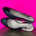 Wonders Black Leather Slingback Round Toe Low Heel Pump Sz 8 Black Photo 5